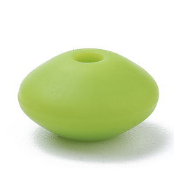 Pelouse Verte Perles de silicone écologiques de qualité alimentaire, perles à mâcher pour les jouets de dentition, Diy soins infirmiers colliers faisant, rondelle, pelouse verte, 12x6~7mm, Trou: 2mm