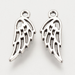 Antique Silver Tibetan Style Alloy Charms, Wing, Cadmium Free & Lead Free, Antique Silver, 13x5x1.5mm, Hole: 1mm, 4160pcs/1000g