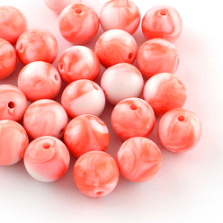 Coral Opaque Acrylic Beads, Round, Coral, 16mm, Hole: 2mm, about 220pcs/500g