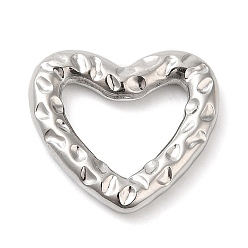 Stainless Steel Color 304 Stainless Steel Linking Rings, Hammered, Heart, Stainless Steel Color, 20x22x3mm, Inner Diameter: 9.5x14mm