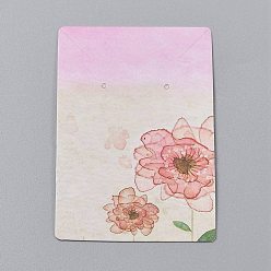 Цветок Картонных карт дисплей ювелирных изделий, для подвешивания сережек и ожерелий, прямоугольные, красочный, цветочным узором, 9x6x0.05 см, отверстие: 0.2 см, 100 шт / мешок