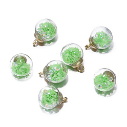 Medium Spring Green Luminous Glow in the Dark Glass Ball Pendant, Wish Bottle Charms, Medium Spring Green, 21.5x16mm, 5Pcs/bag