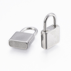 Stainless Steel Color 304 Stainless Steel Pendants, Padlock, Stainless Steel Color, 17.5x10x4mm, Hole: 7x5mm
