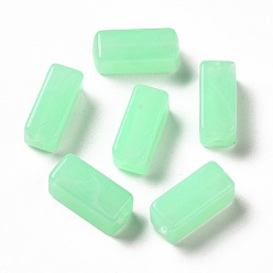 Verde Primavera Media Abalorios de acrílico transparentes, dos tonos, cuboides, verde primavera medio, 13.5x5.5x5.5 mm, agujero: 1.6 mm, sobre: 1150 unidades / 500 g