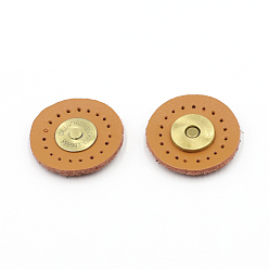 PeachPuff Cattlehide Magnetic Buttons Snap Magnet Fastener, Flat Round, for Cloth & Purse Makings, PeachPuff, 3x0.85cm