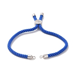 Bleu Fabrication de bracelet de cordon de coton, avec les accessoires en laiton, plat et circulaire avec arbre de vie, bleu, 8-5/8 pouce (22 cm), Trou: 2mm