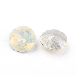 Sand Opal Pointed Back & Back Plated K9 Glass Rhinestone Cabochons, Grade A, Faceted, Flat Round, Sand Opal, 8x4.5mm