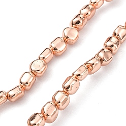 Rose Gold Plated Synthetic Non-magnetic Hematite Beads Strands, Long-Lasting Plated, Oval, Rose Gold Plated, 6~7x6~7x6~7mm, Hole: 0.8~0.9mm, about 64~65pcs/strand, 16.14~16.54 inch(41~42cm)