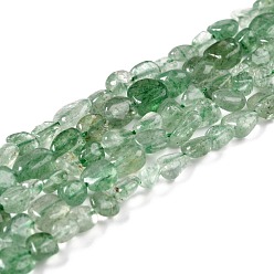 Other Quartz Natural Green Strawberry Quartz Beads Strands, Nuggets, Tumbled Stone, 5~8.5x5.5~7x3.5~4mm, Hole: 0.7mm, about 64pcs/strand, 16.34 inch(41.5cm)
