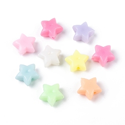 Mixed Color Opaque Acrylic Beads, Star, Mixed Color, 10.5x11.5x6mm, Hole: 1.8mm, about 1560~1950pcs/500g