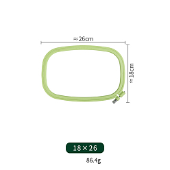 Verde Claro Aros de bordado de punto de cruz de plástico abs, marco de exhibición bordado rectangular, accesorio de herramientas de costura, verde claro, 180x260 mm