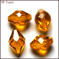 Naranja Imitación perlas de cristal austriaco, aaa grado, facetados, bicono, naranja, 10x13 mm, agujero: 0.9~1 mm