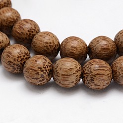 Coconut Brown Natural Coconut Wood Beads Strands, Round, Coconut Brown, 11~12x10mm, Hole: 3mm, about 70pcs/strand, 31.4 inch