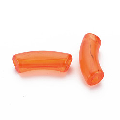 Dark Orange Transparent Acrylic Beads, Curved Tube, Dark Orange, 32x9.5x8mm, Hole: 1.8mm, about 330pcs/500g