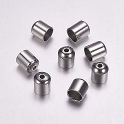 Stainless Steel Color 304 Stainless Steel Cord Ends, End Caps, Column, Stainless Steel Color, 6.5x5mm, Hole: 1mm, 4mm inner diameter