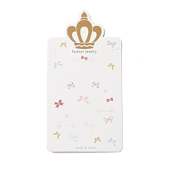 Colorful Rectangle Crown Earring Display Cards, Bowknot Pattern, Colorful, 16x8.3x0.04cm, Hole: 2mm