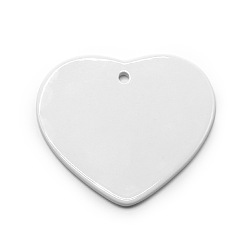 Heart White Porcelain Blank Big Pendants, for Craft Jewelry Making, 74x70mm