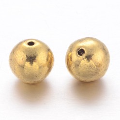 Antique Golden Tibetan Style Alloy Beads, Round, Lead Free and Nickel Free and Cadmium Free, Antique Golden, 8mm, Hole: 1mm