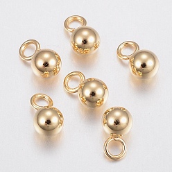 Golden 304 Stainless Steel Sphere Charms, Round Ball, Golden, 6x3mm, Hole: 2mm