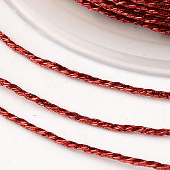 Dark Red Round Metallic Thread, 12-Ply, Dark Red, 1mm, about 54.68 yards(50m)/roll
