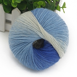 Light Steel Blue Gradient Color Wool Thread, Section Dyed Icelandic Wool Thread, Soft and Warm, for Hand-woven Shawl Scarf Hat, Light Steel Blue, 2mm