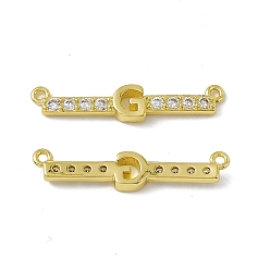 Letter G Rack Plating Brass Micro Pave Clear Cubic Zirconia Connector Charms, Real 18K Gold Plated, Long-Lasting Plated, Cadmium Free & Nickel Free & Lead Free, Letter Links, Letter.G, 6x27.5x3mm, Hole: 1.2mm