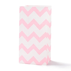 Pink Sacs en papier kraft rectangle, aucun gère, sacs-cadeaux, motif de vague, rose, 9.1x5.8x17.9 cm