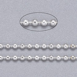 Silver Brass Ball Chains, Faceted, Long-Lasting Plated, Soldered, with Spool, Cadmium Free & Lead Free, Silver, 1.5mm, about 301.83 Feet(92m)/roll
