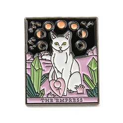 Moon Cat Theme Tarot Card Enamel Pins, Gunmetal Alloy Brooches for Backpack Clothes, Word The Empress, Moon, 30.5x25.5x2mm