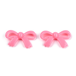 Hot Pink Opaque Acrylic Beads, Bowknot, Hot Pink, 18x30x5.5mm, Hole: 1.6mm, about 600pcs/500g