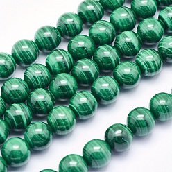 Malachite Malachite naturelles brins de perles, ronde, 8mm, Trou: 1mm, Environ 49 pcs/chapelet, 15.5 pouce (39.5 cm)