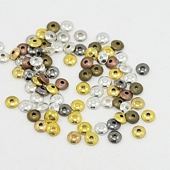 Mixed Color Mixed Color Tibetan Style Flat Round Spacer Beads, Cadmium Free & Lead Free, 6x2mm, Hole: 1.5mm, about 750pcs/200g