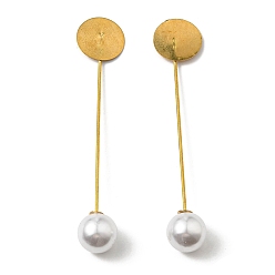 Golden Iron with ABS Imitation Pearl Hair Stick Findings, Golden, 77x15x12mm