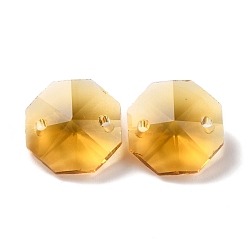Goldenrod Electroplate Glass Links Connectors, Faceted, for Chandelier Prism Beads Chain, DIY Craft Jewelry Decoration, Octagon, Goldenrod, 14x14x7.5mm, Hole: 1.6mm