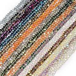 Couleur Mélangete Plaquent verre transparent perles brins, cœur, couleur mixte, 6x6.5x4mm, Trou: 0.8mm, Environ 113 pcs/chapelet, 24.41 pouce (62 cm)