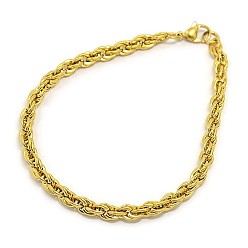 Doré  Fabrication de bracelets en chaîne de corde en acier inoxydable à la mode 304, avec fermoir pince de homard, or, 8-1/8 pouces (205 mm), 5mm