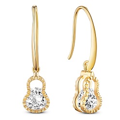 Real 18K Gold Plated SHEGRACE 925 Sterling Silver Earring, with Grade AAA Cubic Zirconia, Calabash, Real 24K Gold Plated, 35mm