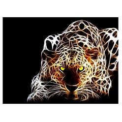 Leopard Kit de peinture au diamant lumineux diy, y compris un sac de strass en résine phosphorescente, stylo collant diamant, plaque de plateau et pâte à modeler, leopard, 300x400mm