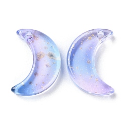 Lilas Perles de verre de peinture de cuisson transparente, lune, top foré, lilas, 15.5x13x3.5mm, Trou: 1.2mm