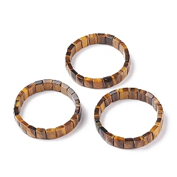 Tiger Eye Natural Tiger Eye Stretch Bracelets, Faceted, Rectangle, 2-3/8 inch(6cm)
