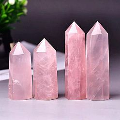 Quartz Rose Baguettes en pierre de guérison en quartz rose naturel, tour, pour les décos de thérapie de méditation reiki chakra, hexagone prisme, 50~60mm
