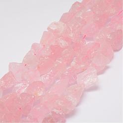 Розовый Кварц Сырой грубый натуральный розовый кварц бисер прядь, самородки, 15~20x14~18x10~14 мм, отверстие : 1 мм, около 25 шт / нитка, 14.9 дюйм (38 см)
