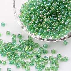 Dark Green 6/0 Round Glass Seed Beads, Transparent Colours Rainbow, Round Hole, Dark Green, 6/0, 4mm, Hole: 1.5mm, about 500pcs/50g, 50g/bag, 18bags/2pounds
