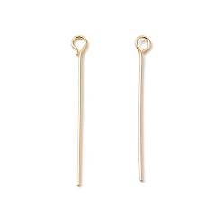 Real 18K Gold Plated Brass Eye Pin, Cadmium Free & Lead Free, Real 18K Gold Plated, 25~25.5x2.7x0.5mm, 24 Gauge, Hole: 1.6mm