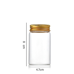 Золотой Колонна стеклянная винтовая верхняя трубка для хранения шариков, прозрачные стеклянные бутылки с алюминиевыми губками, золотые, 4.7x8 см, емкость: 100 мл (3.38 жидких унций)