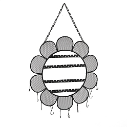 Noir Présentoirs muraux de bijoux en maille de fer à fleurs, organisateur de bijoux suspendus pour boucles d'oreilles, , stockage de collier, noir, 26x26 cm
