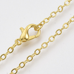 Golden Brass Cable Chains Necklace Making, with Alloy Lobster Claw Clasps, Golden, 23.6 inch~24.37 inch(60cm~61.9cm)