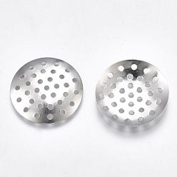 Platinum Iron Finger Ring/Brooch Sieve Findings, Perforated Disc Settings, Nickel Free, Platinum, 20x2mm, Hole: 1.2mm