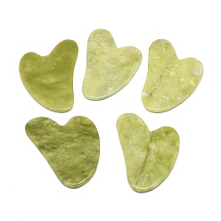 Jade Planches de gua sha en jade chinois naturel, grattage des outils de massage, outils pour le visage gua sha, cœur, 77~79x55~58x4~5mm
