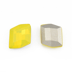 Citrine K9 Glass Rhinestone Cabochons, Pointed Back & Back Plated, Faceted, Parallelogram, Citrine, 12x10.5x5.5mm